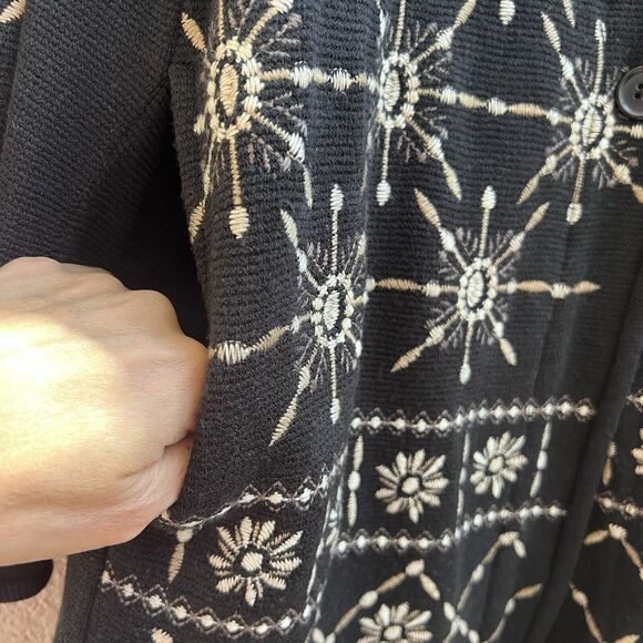 Johnny Was BIYA NWT Midi Embroidered Jacket Coatigan Cardigan Black Pearl Sz S - Picture 5 of 7